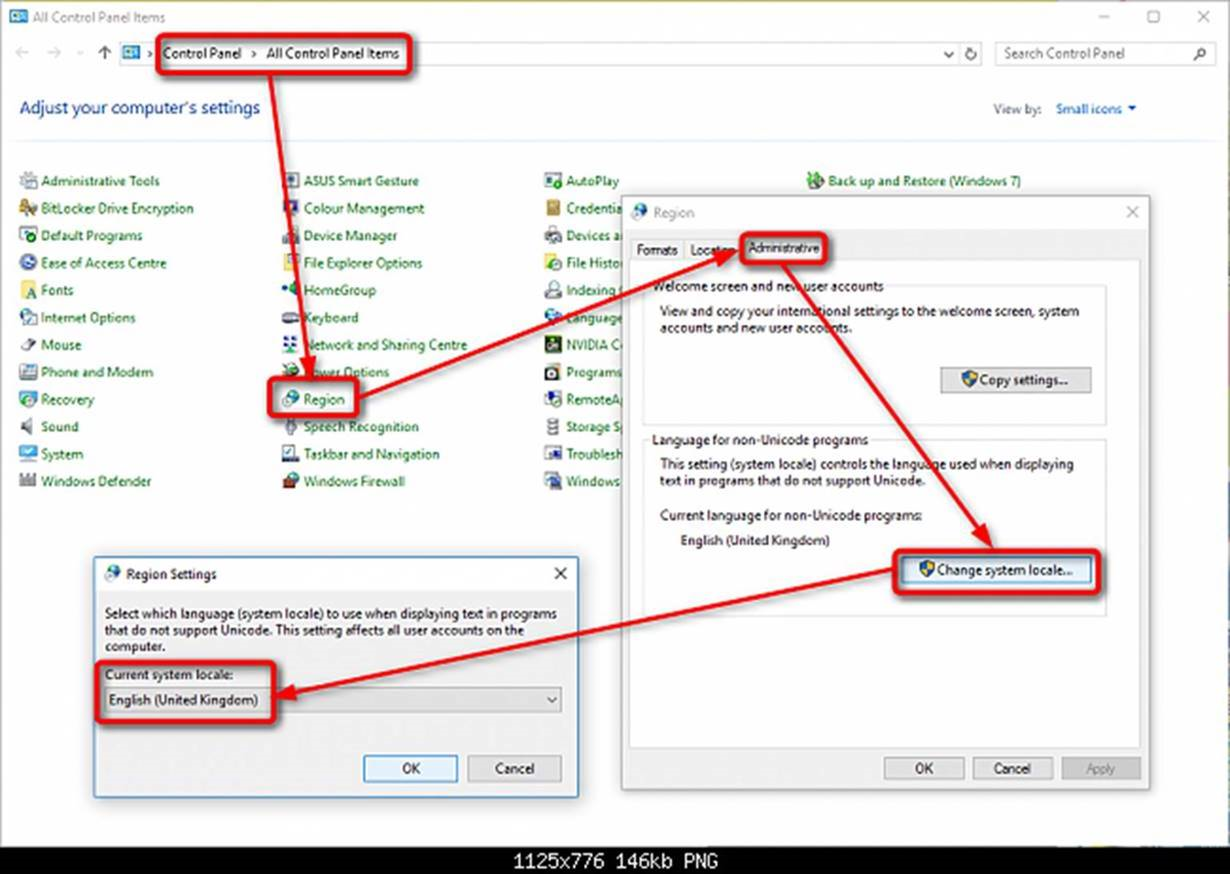 Set non Unicode programs in windows to English